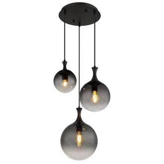 Netlighting Dalton Cluster Pendant Matt Black Balls Smoke Glass Shade 3x E27