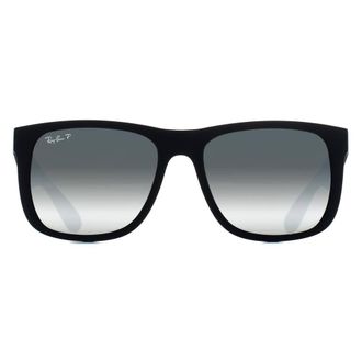 Ray-Ban Rectangle Rubber Black Silver Mirror Polarized RB4165 Justin