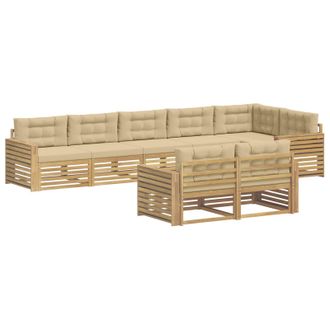 vidaXL Conjunto De Sof&aacute;s De Exterior 8 Uds. Y Beige Poli&eacute;ster Vidaxl
