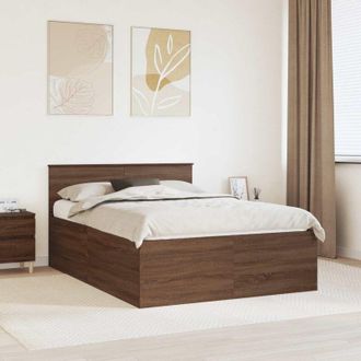 vidaXL Estructura De Cama Con Cabecera Roble Marr&oacute;n 150 X 200 Cm Vidaxl