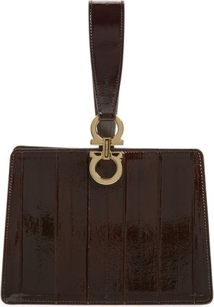 Ferragamo Double Gancio Eelskin Clutch in Brown Testa Di Moro at Nordstrom