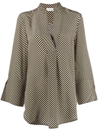 By Malene Birger silk diagonal-stripe blouse - Neutrals