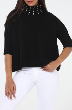 Rain + Rose Crystal Embellished Turtleneck Sweater in Black at Nordstrom Rack, Size Medium