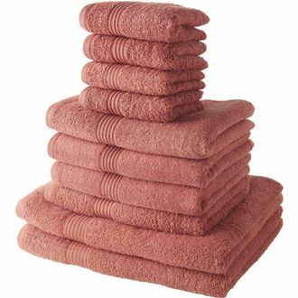Les Tendances Today Lote De 4 Toallas De Invitaci&oacute;n 30x50 Cm + 4 Toallas De Ba&ntilde;o 50x100 Cm + 2 Sabanas De Ba&ntilde;o 70x130 Cm 100% Algod&oacute;n Terracota