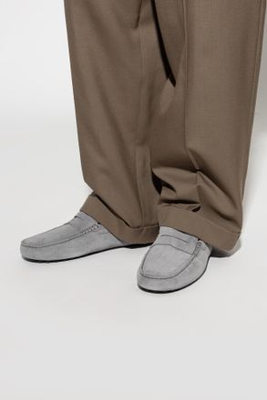 Tod's Leather Loafers Gommino, Mens, Grey