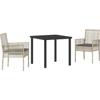 vidaXL Conjunto De Comedor De Jard&iacute;n 3 Pcs Gris Claro Polirat&aacute;n Vidaxl