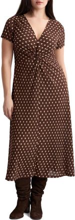 Mango Print Midi Dress in Brown at Nordstrom, Size 12