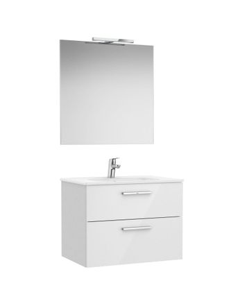 Roca Roca - Pack Mueble Base De 2 Cajones + Lavabo + Espejo + Aplique Led Victoria Medidas: 705x453x515 Mm