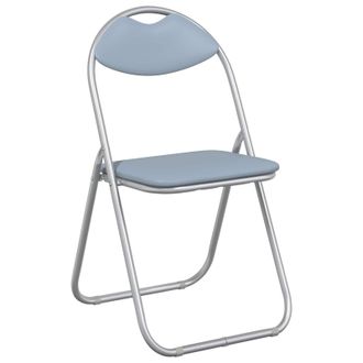 vidaXL Silla Plegable 8 Uds. Cuero Sint&eacute;tico Gris 48 X 43,5 X 81 Cm Vidaxl