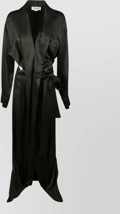 Victoria Beckham satin wrap gown shawl collar waist tie