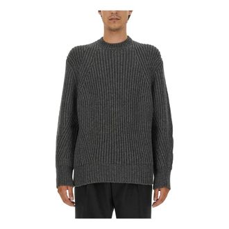 Alexander McQueen Truien & Vesten, Heren, Grijs, S, Wol, Crewneck Rib Knit Sweater