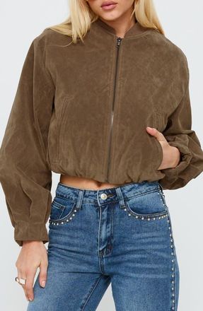 Princess Polly Jessalyn Faux Sude Jacket in Brown at Nordstrom, Size 12