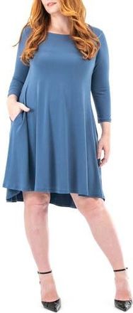 Nina Leonard High-Low Trapeze Dress in Blue Moon at Nordstrom Rack, Size X-Large
