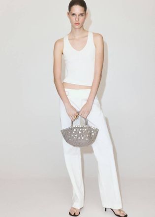 Mango Top a coste bottoni grezzo - Donna - XXS - MANGO