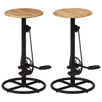 vidaXL Vidaxl - Taburetes De Barra De Cocina 2 Unidades Madera Maciza De Mango