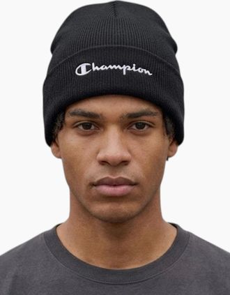 Champion Mens CHAMPION Mens Beanie Hat Thick Winter Warm knitted Ribbed Outdoor Unisex Caps - Black