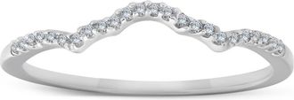 Pompeii3 1/8 Ct Diamond Contoured Womens Wedding Anniversary Ring 14k White Gold Band