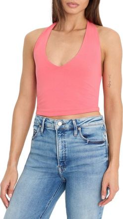 Good American Super Stretch Crop Halter Tank in Coral Blossom at Nordstrom, Size X-Large