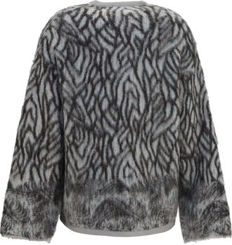 Forte_Forte Womens Heron Feather Motif Brushed Cardigan Jade Sweater