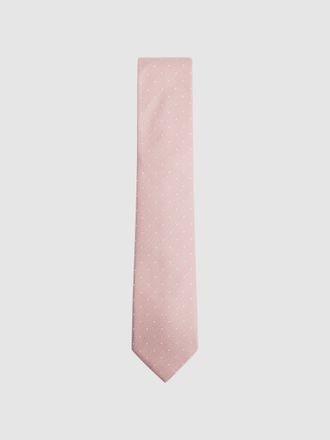 Reiss Liam Soft Pink Silk Polka Dot Tie, One Size