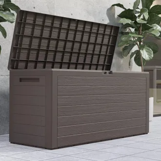 Deuba Casaria Baule Da Giardino 280l 116x43x55cm Contenitore Da Esterno Box Multiuso Cassapanca Esterni Marrone