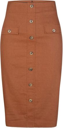 Pinko Pinko - 1G160C7435 Kokerrok - Dames - Rokken - Bruin - Maat: 2XS Linnen