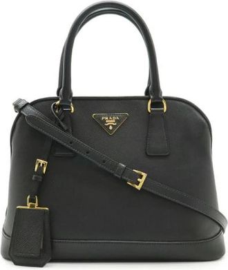 Prada Pre-owned Leren Driehoek Logo 2Way Handtas - Dames - Vintage Handtas - Zwart - ONE Size - Leer - Vintage