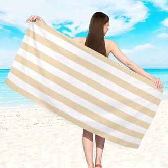 OEM 1 Toalla De Playa De Microfibra, Secado R&aacute;pido Y Resistente A La Arena, Toalla De Playa De 150x75cm, Compacta Y Ligera, Blanca Y Azul, Vegetal