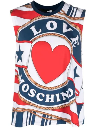 Love Moschino Tanktop met logoprint - Blauw