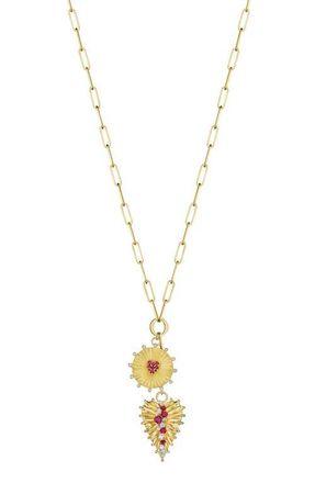 Hueb Penka Ruby & Diamond Pendant Necklace in Yellow Gold at Nordstrom, Size 18