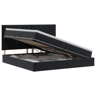 vidaXL Cama Con Almacenamiento Y Colch&oacute;n Negro 200 X 200 Cm Terciopelo Vidaxl