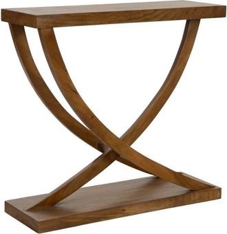 Wanderlust Deco Recibidor De Madera Artesanal Marr&oacute;n 90x30x84h Cm