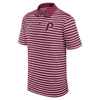 Nike Philadelphia Phillies Cooperstown Striped Victory Nike Mens Dri-FIT MLB Polo in Red | 02LX0I0OPHP-JNX