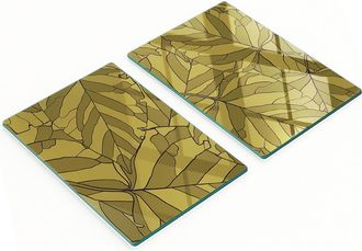 OEM Taglieri Da Cucina Decorativi In Vetro Con Grafica A Foglie, 2x40x52 Cm