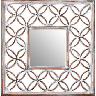 Premier Housewares Antique White Lattice Frame Wall Mirror
