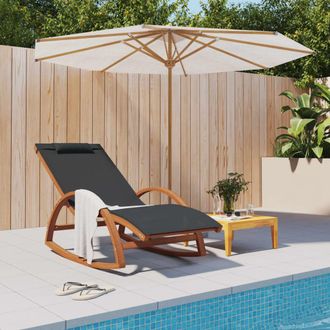 vidaXL Vidaxl - Mecedora De Textileno Gris Y Madera Maciza De &Aacute;lamo
