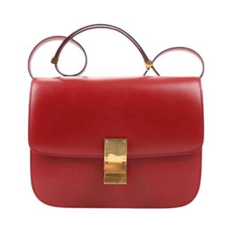 Celine Pre-owned Handbags, female, Red, Size: ONE SIZE Pre-owned Classic Box Medium Shoulder Bag