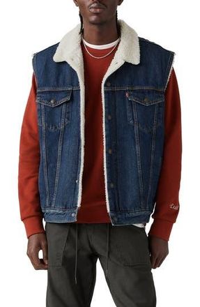 Levi's Denim & Faux Shearling Trucker Vest in Oahe Tides Sherpa at Nordstrom Rack, Size Small