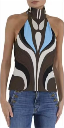 Ramy Brook Lara Print Halter Top In Sepia Grotto