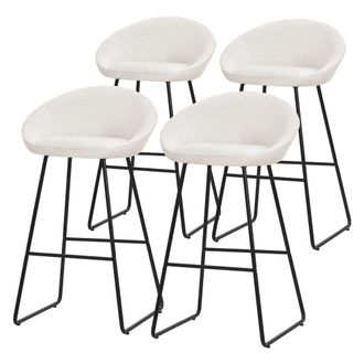ML Design Set de 4 Taburetes de bar beige 75 cm funda tela y estructura met&aacute;lica