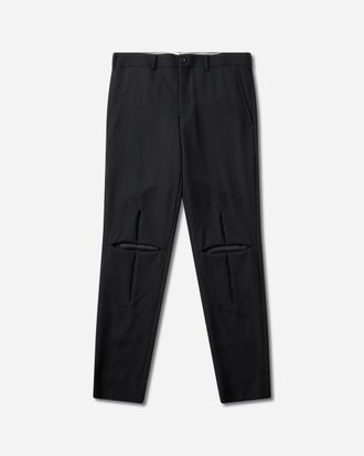Comme Des Gar&ccedil;ons Men s Wool Cross Slit Knee Trousers Black