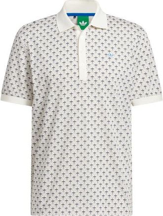 adidas Trefoil & Tee Print Cotton Blend Piqu&eacute; Golf Polo in Chalk White/Night Indigo at Nordstrom, Size Xx-Large