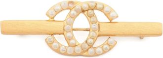 Chanel 2001 broche verfraaid met parels - Goud