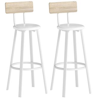 HOMCOM Taburetes de bar 41.5x36.5x99.5 cm natural y blanco