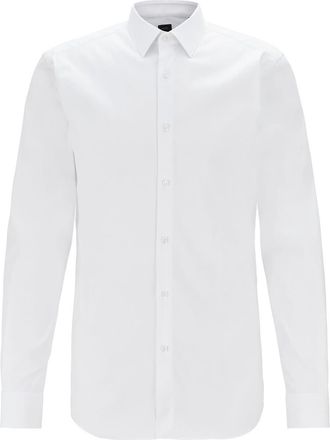 HUGO BOSS Mens Collared Neck Point Collar Long Sleeve Shirt in White - Size 15.5 inch