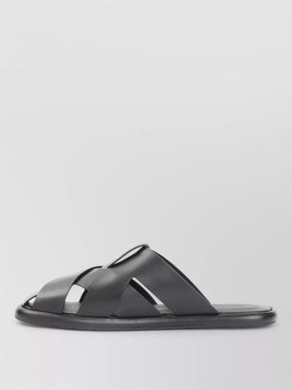 Giorgio Armani leather sandals flat sole crossed straps