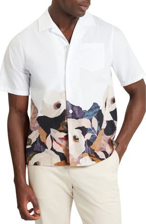 Ted Baker Moussa Floral Cotton Camp Shirt in White at Nordstrom, Size 3
