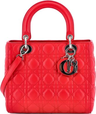 Dior Lady Dior Bag Cannage Quilt Lambskin Medium satchel - Rosso