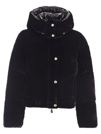 Elisabetta Franchi Samt-Daunenjacke mit Kapuze