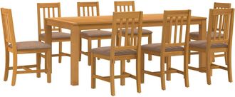 vidaXL Conjunto De Comedor 9 Uds. Gris Madera De Roble S&oacute;lido Vidaxl